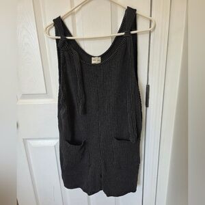 Lovely Melody Black Ribbed Romper